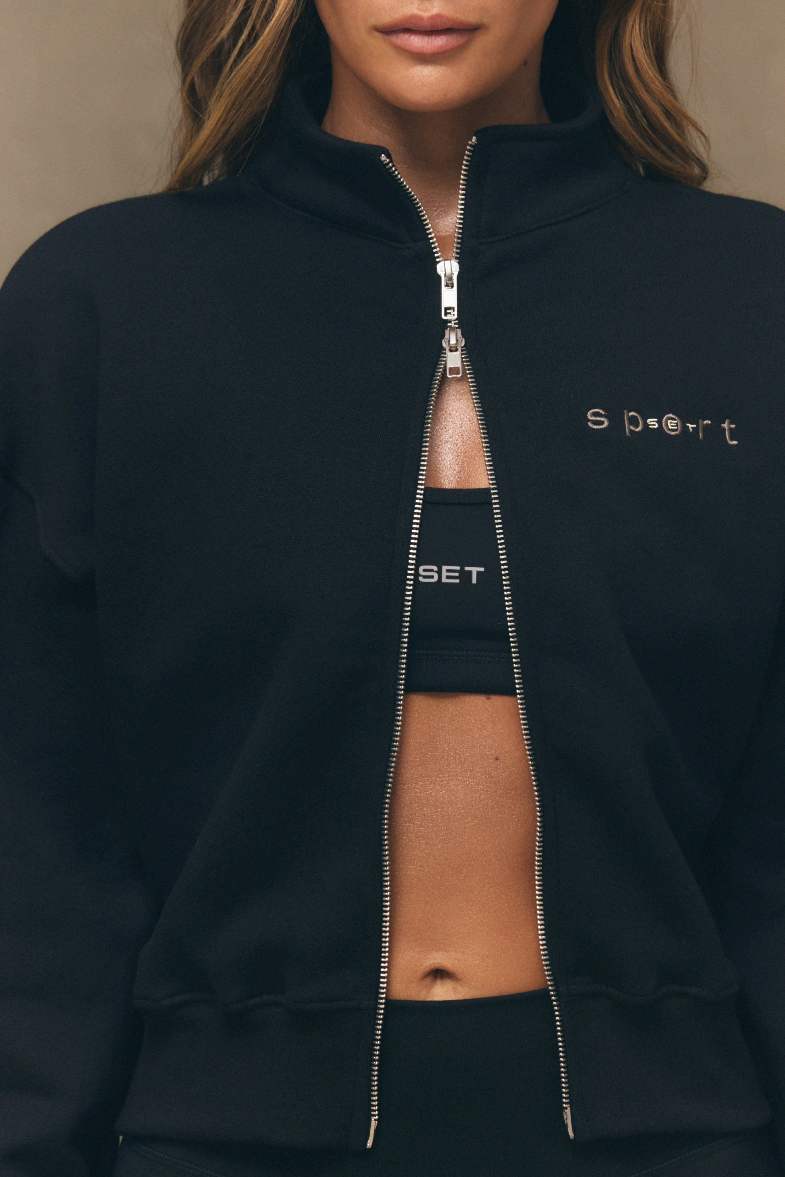 MIDWEIGHT SWEATS STAPLE SET SPORT FUNNEL ZIP - ONYX
