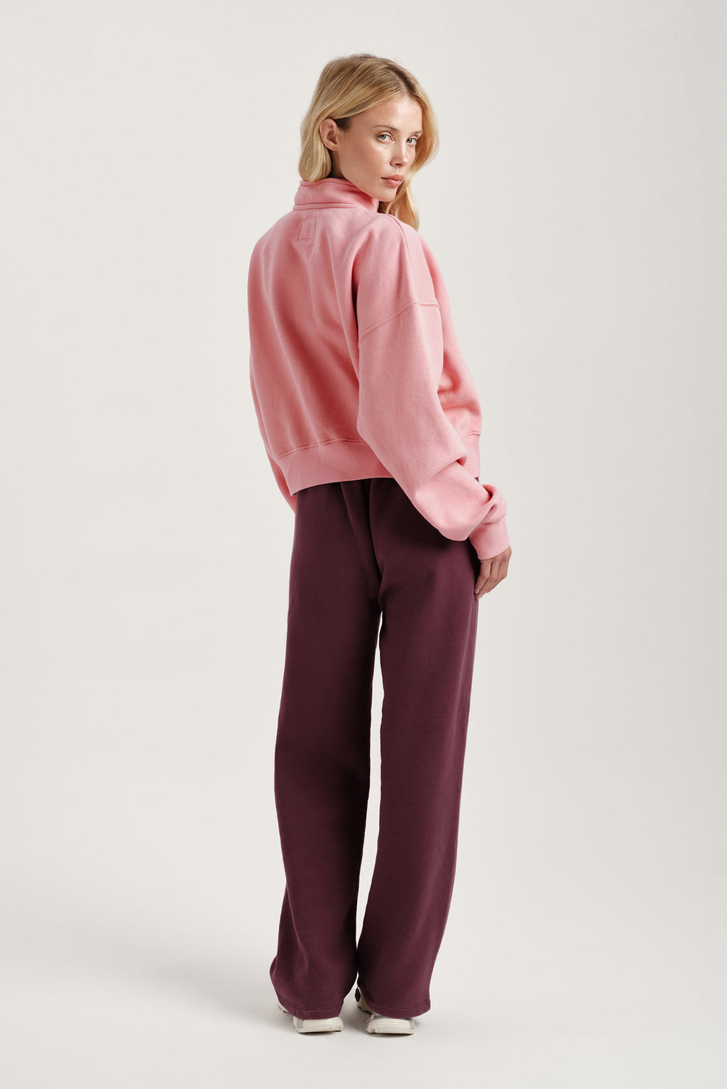 MIDWEIGHT SWEATS STAPLE SET FUNNEL ZIP - ROSEBUD