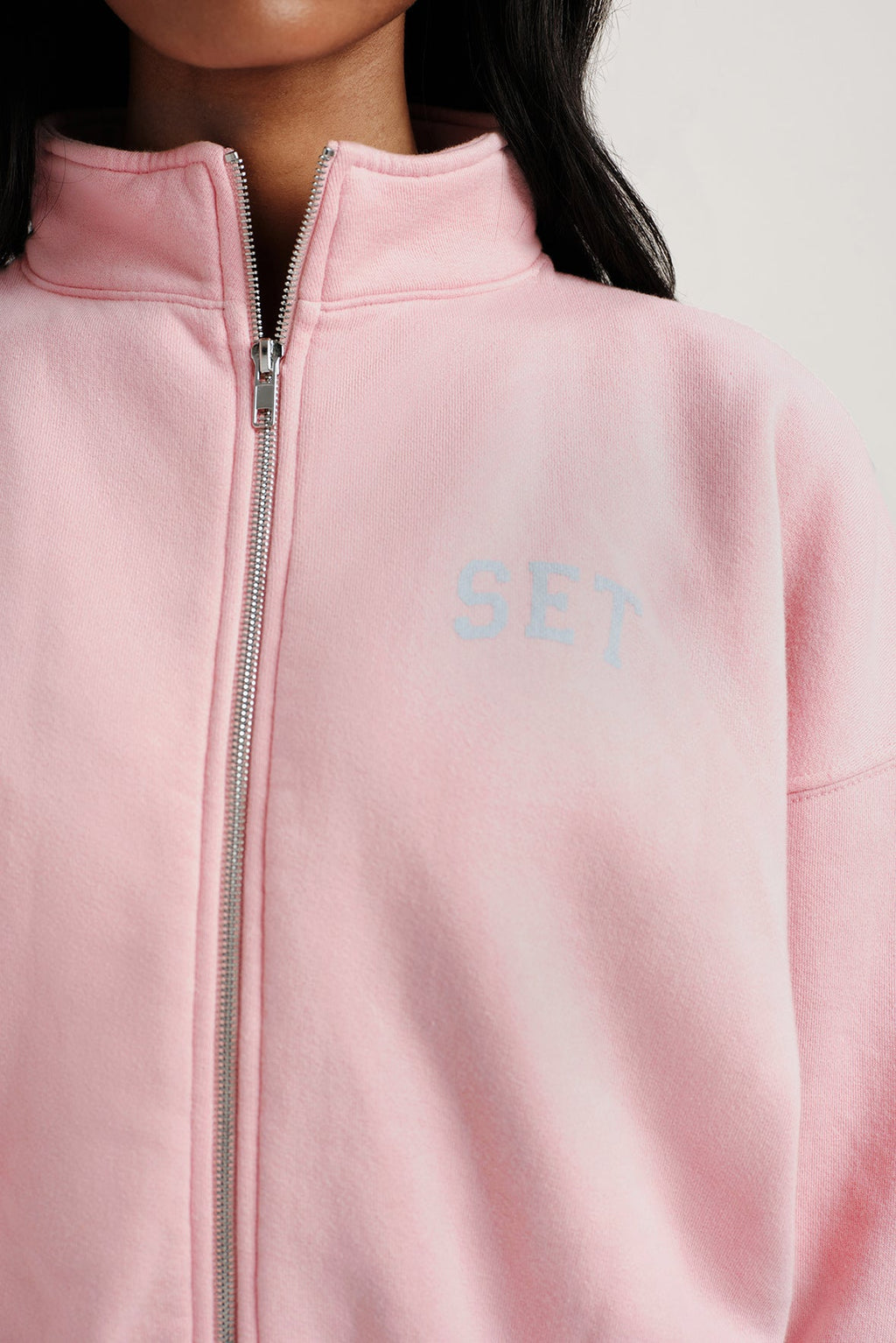 MIDWEIGHT SWEATS STAPLE SET FUNNEL ZIP - BLUSH