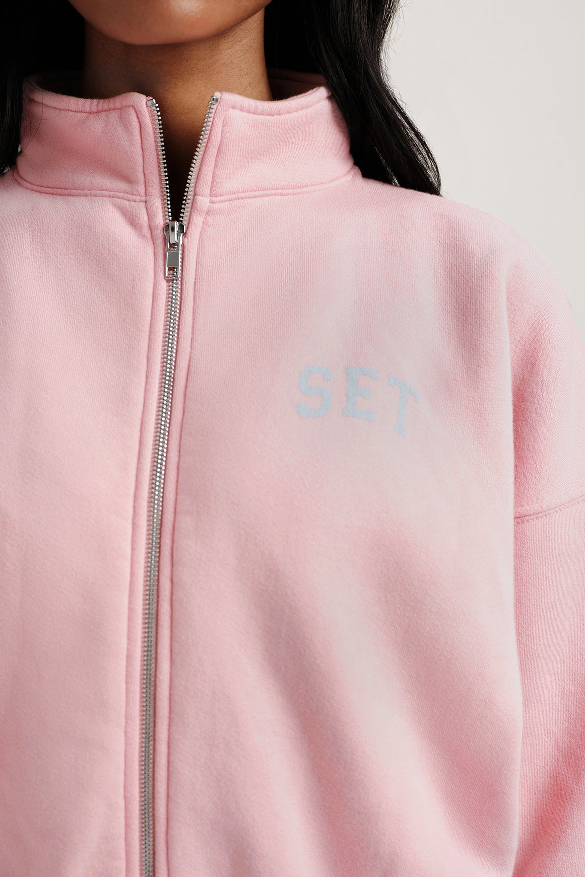 MIDWEIGHT SWEATS STAPLE SET FUNNEL ZIP - BLUSH