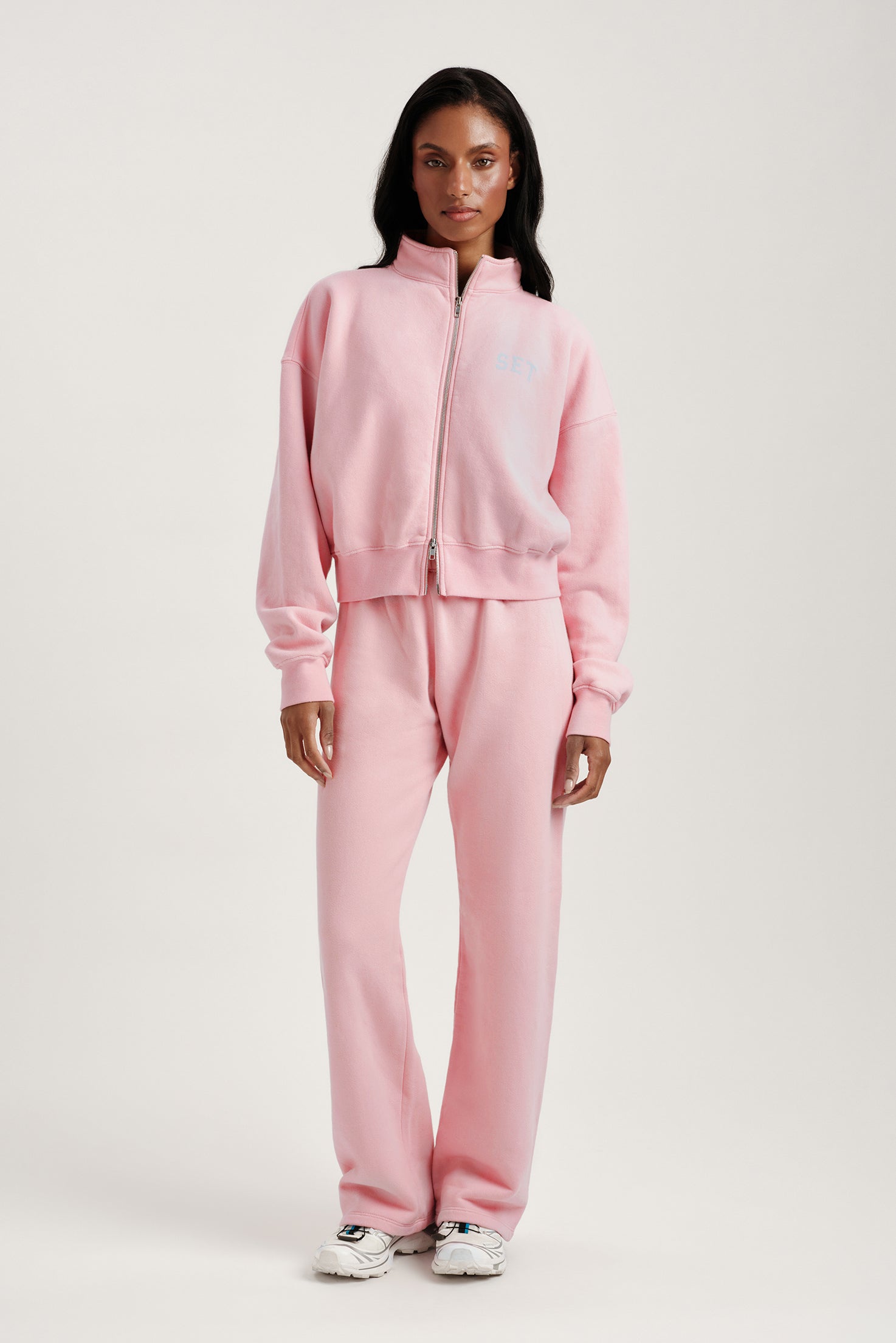 MIDWEIGHT SWEATS STAPLE SET FUNNEL ZIP - BLUSH