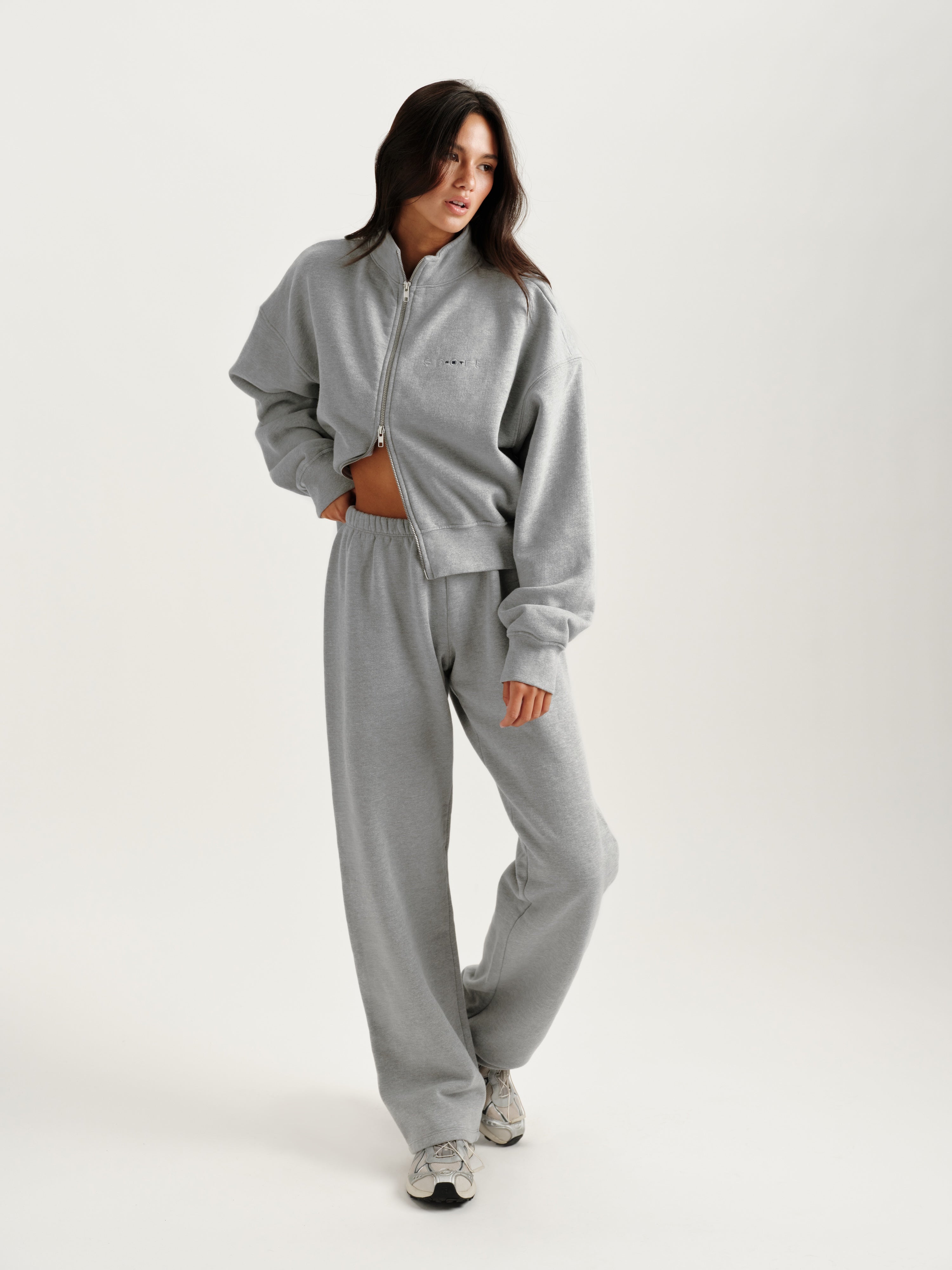 MIDWEIGHT SWEATS STAPLE SET FUNNEL ZIP - FOG HEATHER GREY