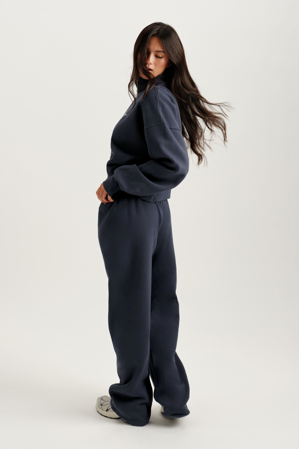 MIDWEIGHT SWEATS STAPLE SET FUNNEL ZIP - INDIGO