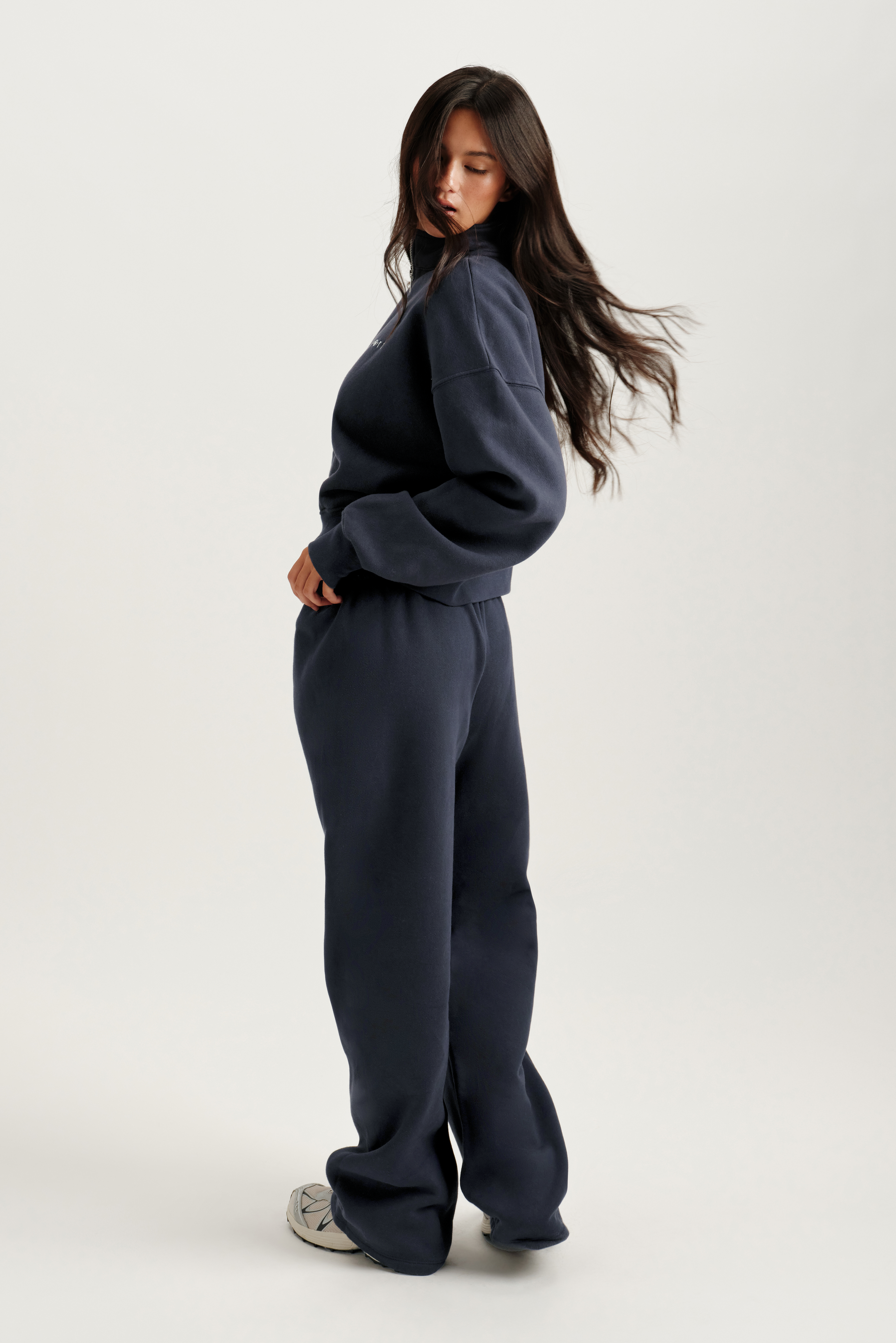 MIDWEIGHT SWEATS STAPLE SET FUNNEL ZIP - INDIGO