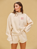 MIDWEIGHT SWEATS STAPLE SET RESORT FUNNEL ZIP - HIBISCUS