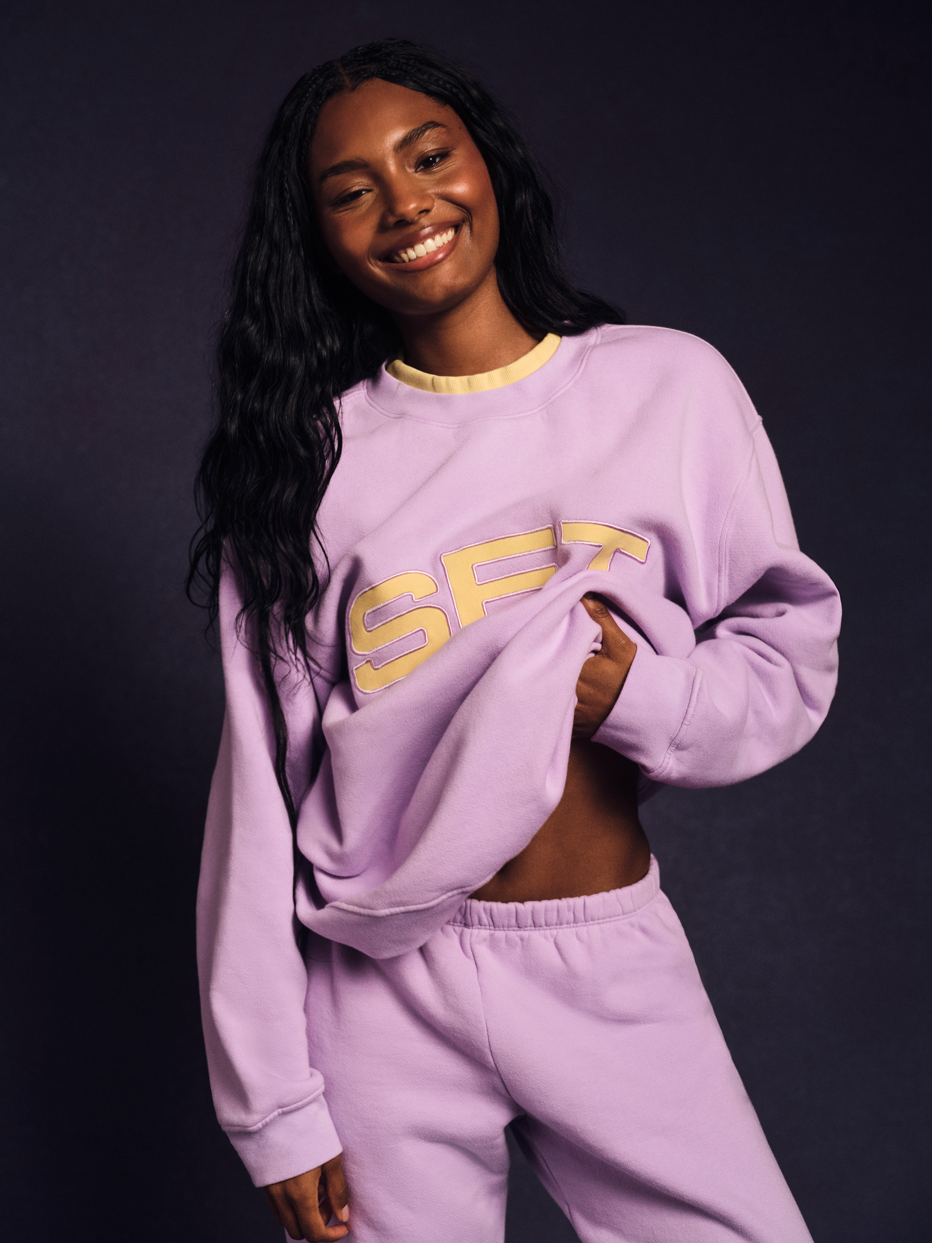 MIDWEIGHT SWEATS STAPLE SET LAYERED CREWNECK - BUTTERCREAM