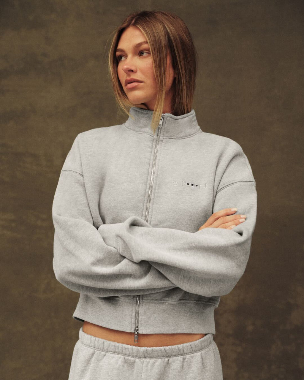 MIDWEIGHT SWEATS STAPLE SET FUNNEL ZIP - FOG HEATHER GREY