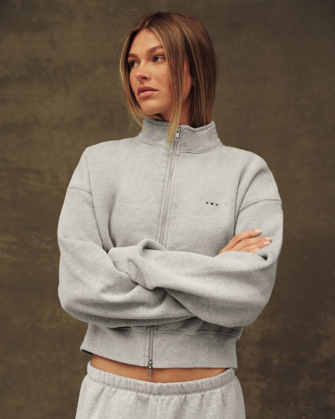 MIDWEIGHT SWEATS STAPLE SET FUNNEL ZIP - FOG HEATHER GREY